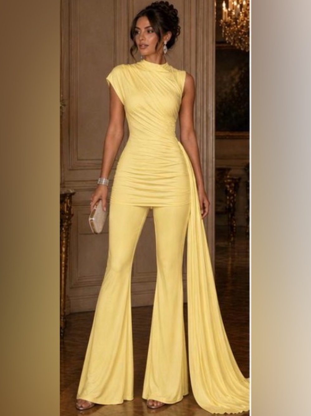 2PCs One-Shoulder Ruched Pant Set - Picture 3 of 12